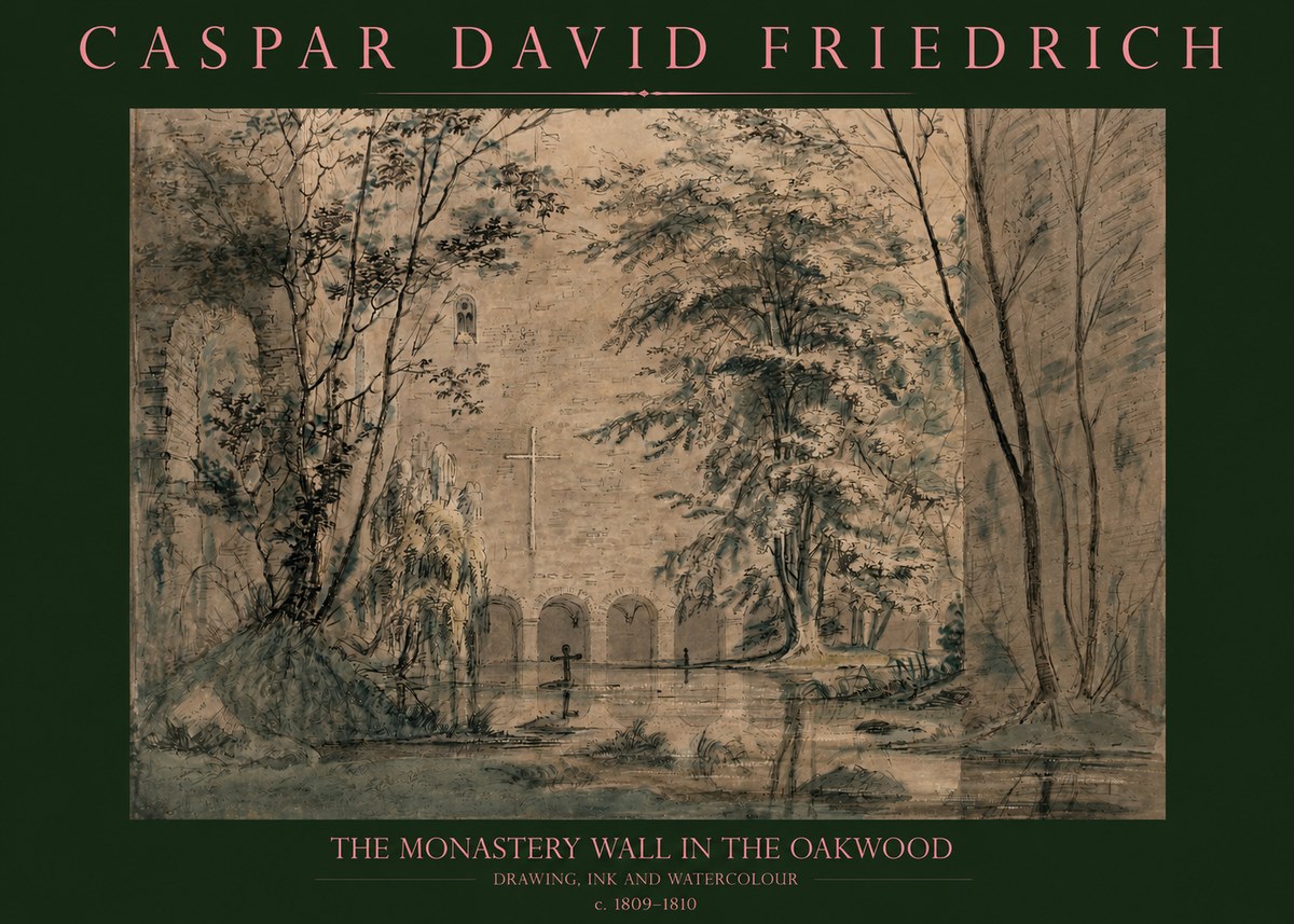 Caspar David Friedrich The Monastery Wall in the Oakwood No2 - Póster