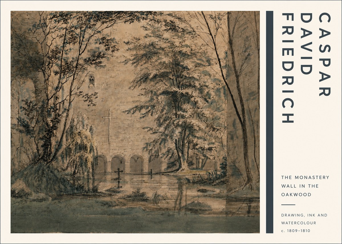 Caspar David Friedrich The Monastery Wall in the Oakwood No4 - Póster