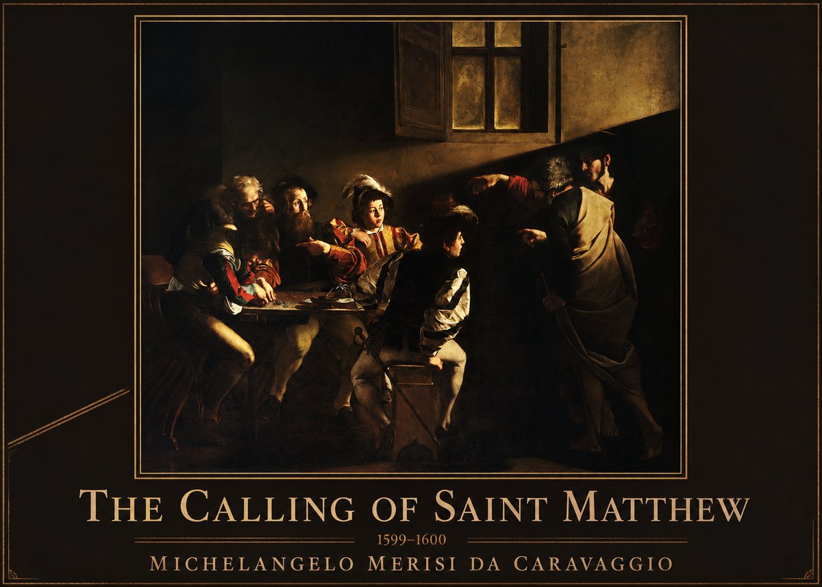 Michelangelo Merisi da Caravaggio The Calling of Saint Matthew I No1 - Póster