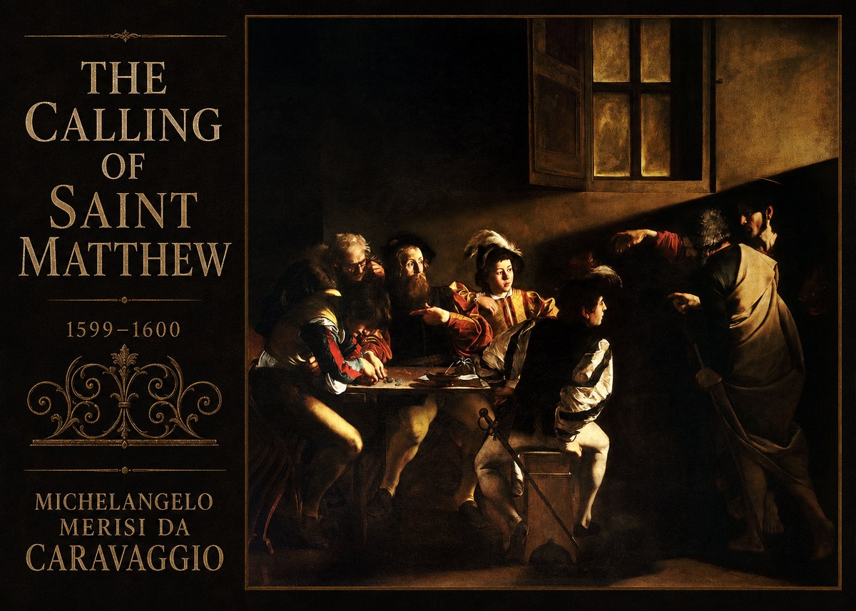 Michelangelo Merisi da Caravaggio The Calling of Saint Matthew I No3 - Póster