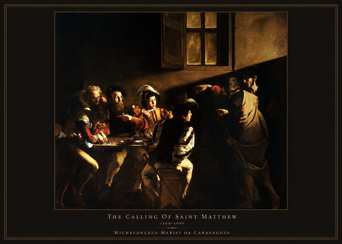 Michelangelo Merisi da Caravaggio The Calling of Saint Matthew I No4 - Póster