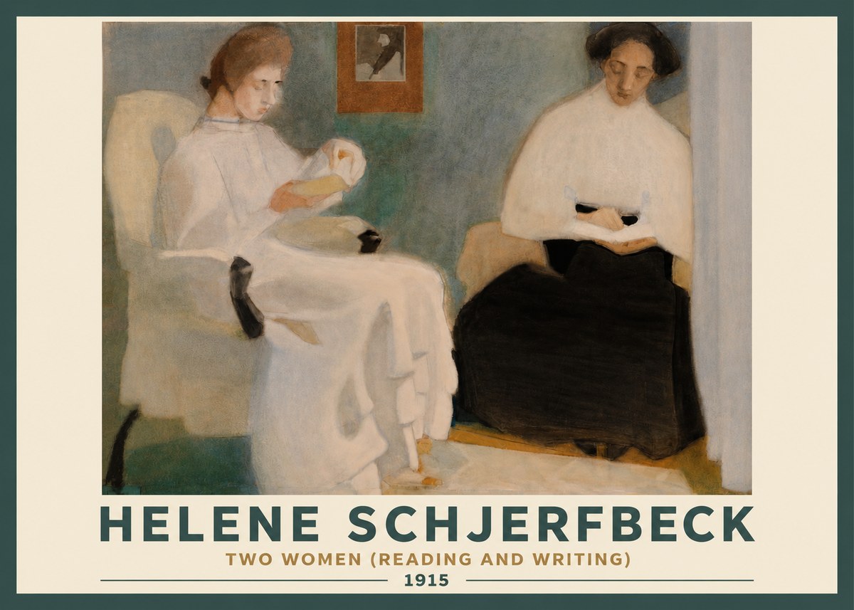 Helene Schjerfbeck Two Women (Reading and Writing) No3 - Póster