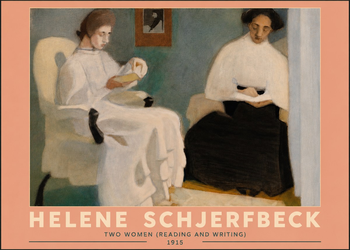 Helene Schjerfbeck Two Women (Reading and Writing) No5 - Póster