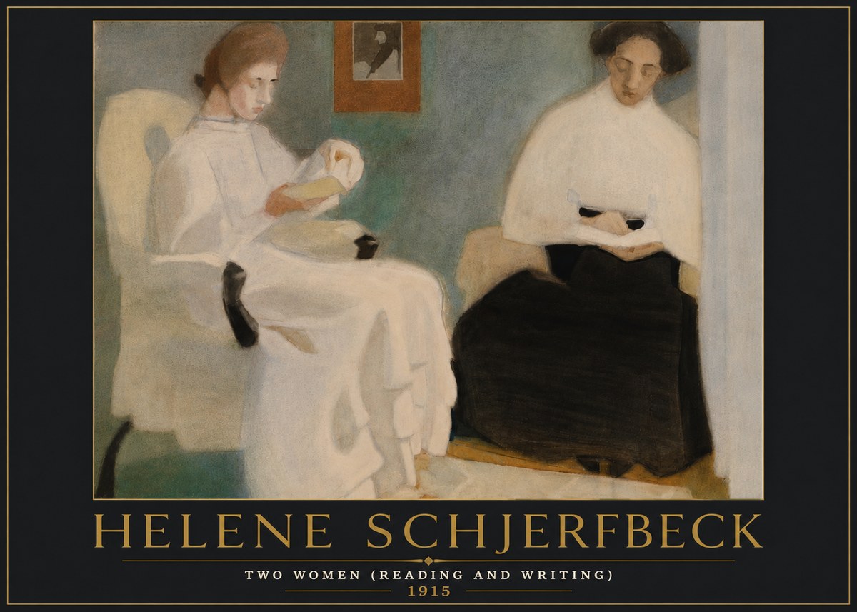 Helene Schjerfbeck Two Women (Reading and Writing) No6 - Póster