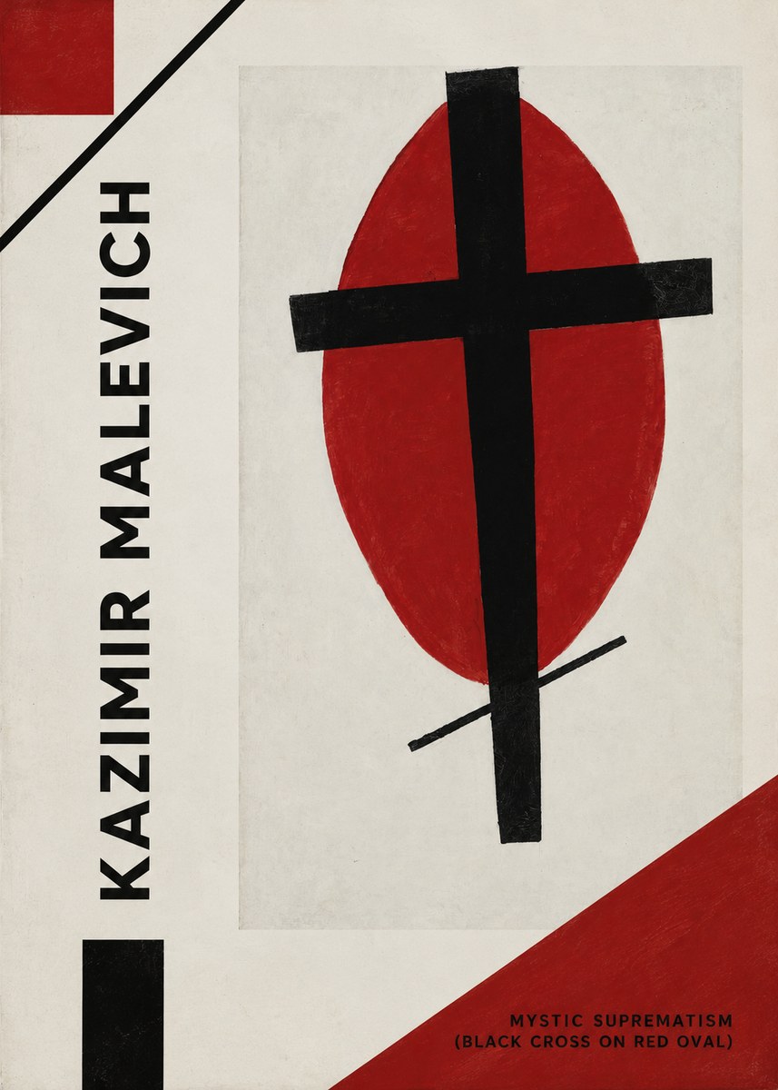 Kazimir Malevich Mystic Suprematism (Black Cross on Red Oval) No2 - Póster