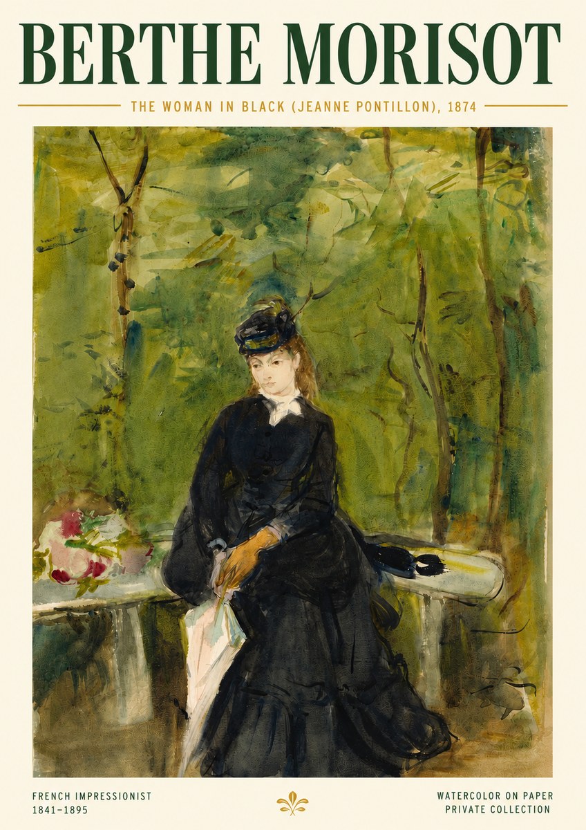 Berthe Morisot The Woman in Black (Jeanne Pontillon) No4 - Póster