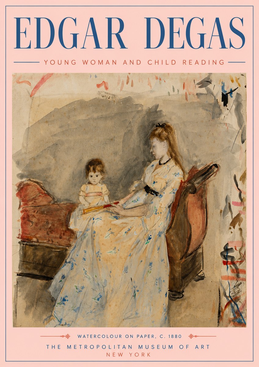 Edgar Degas Young Woman and Child Reading No5 - Póster