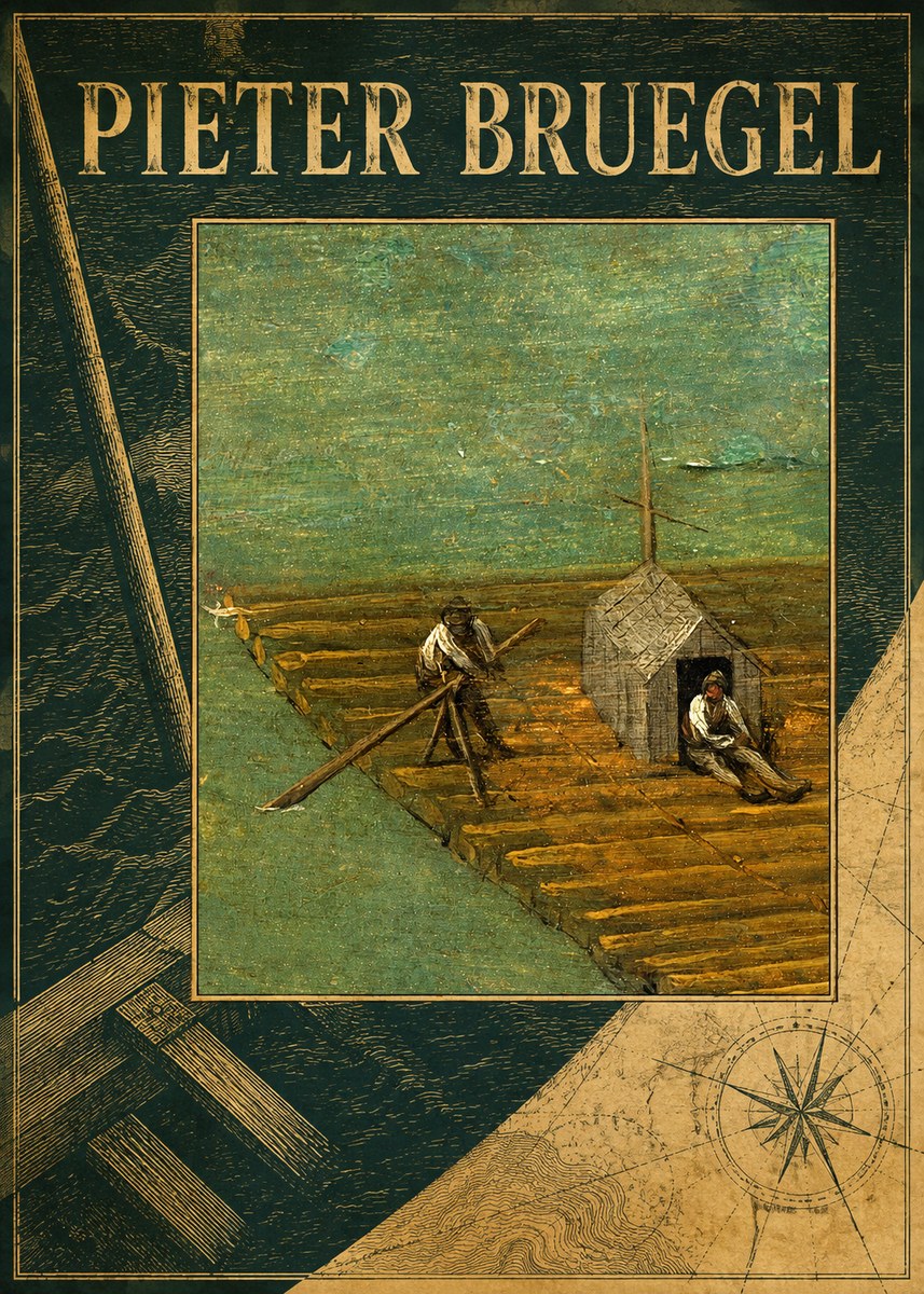 Pieter Bruegel Two Men on a Raft No4 - Póster