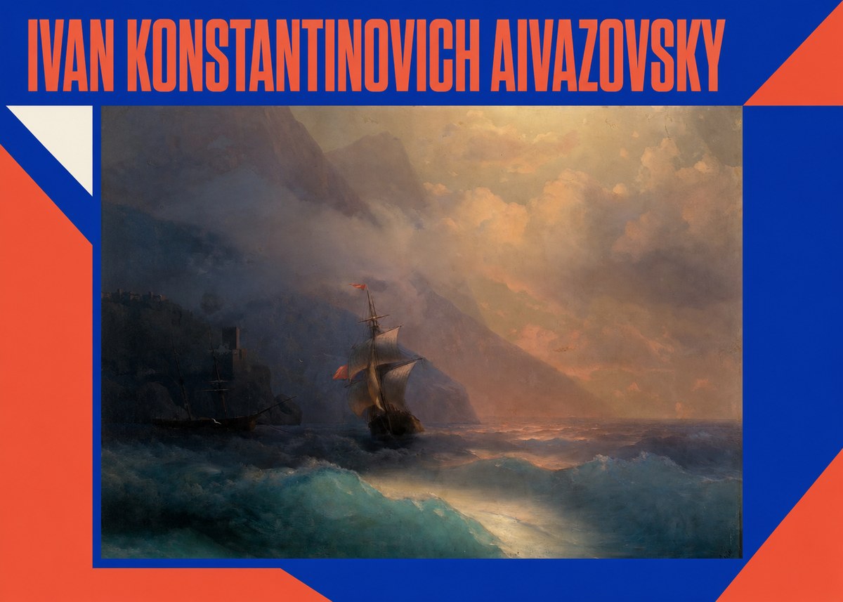 Ivan Konstantinovich Aivazovsky Storm at Sea No2 - Póster