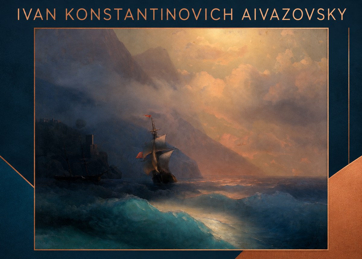 Ivan Konstantinovich Aivazovsky Storm at Sea No3 - Póster
