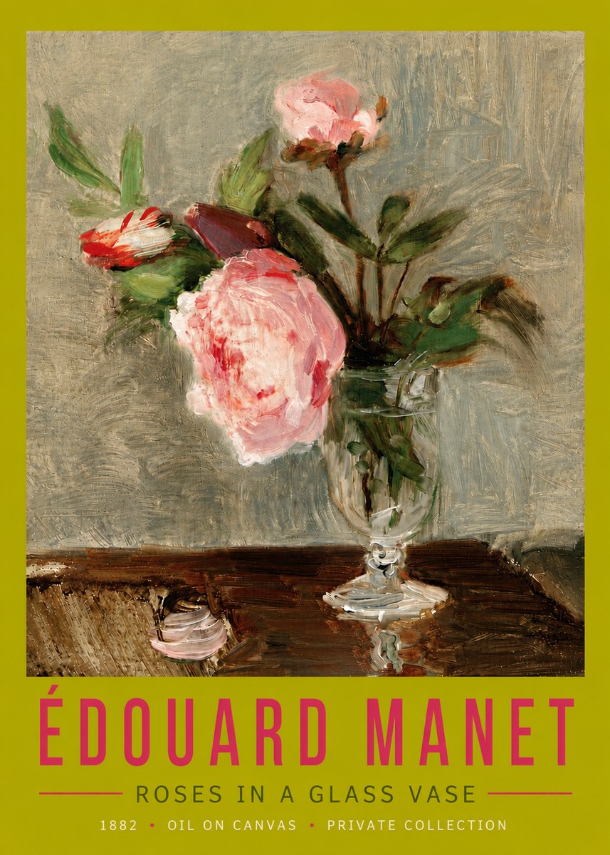 Édouard Manet Roses in a Glass Vase No5 - Póster