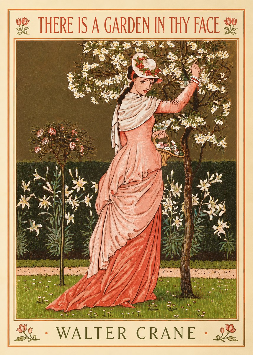 Walter Crane There Is a Garden in Thy Face II No2 - Póster