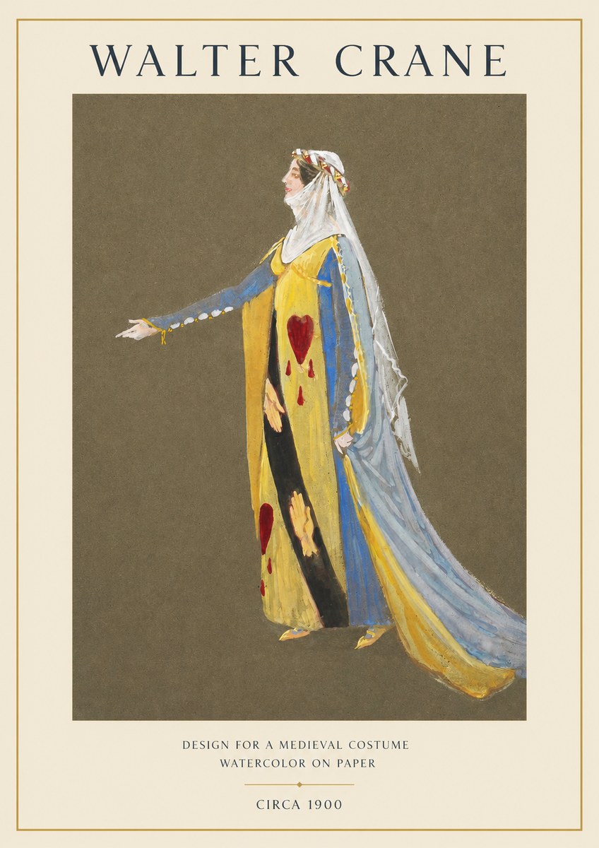 Walter Crane Design for a Medieval Costume No1 - Póster