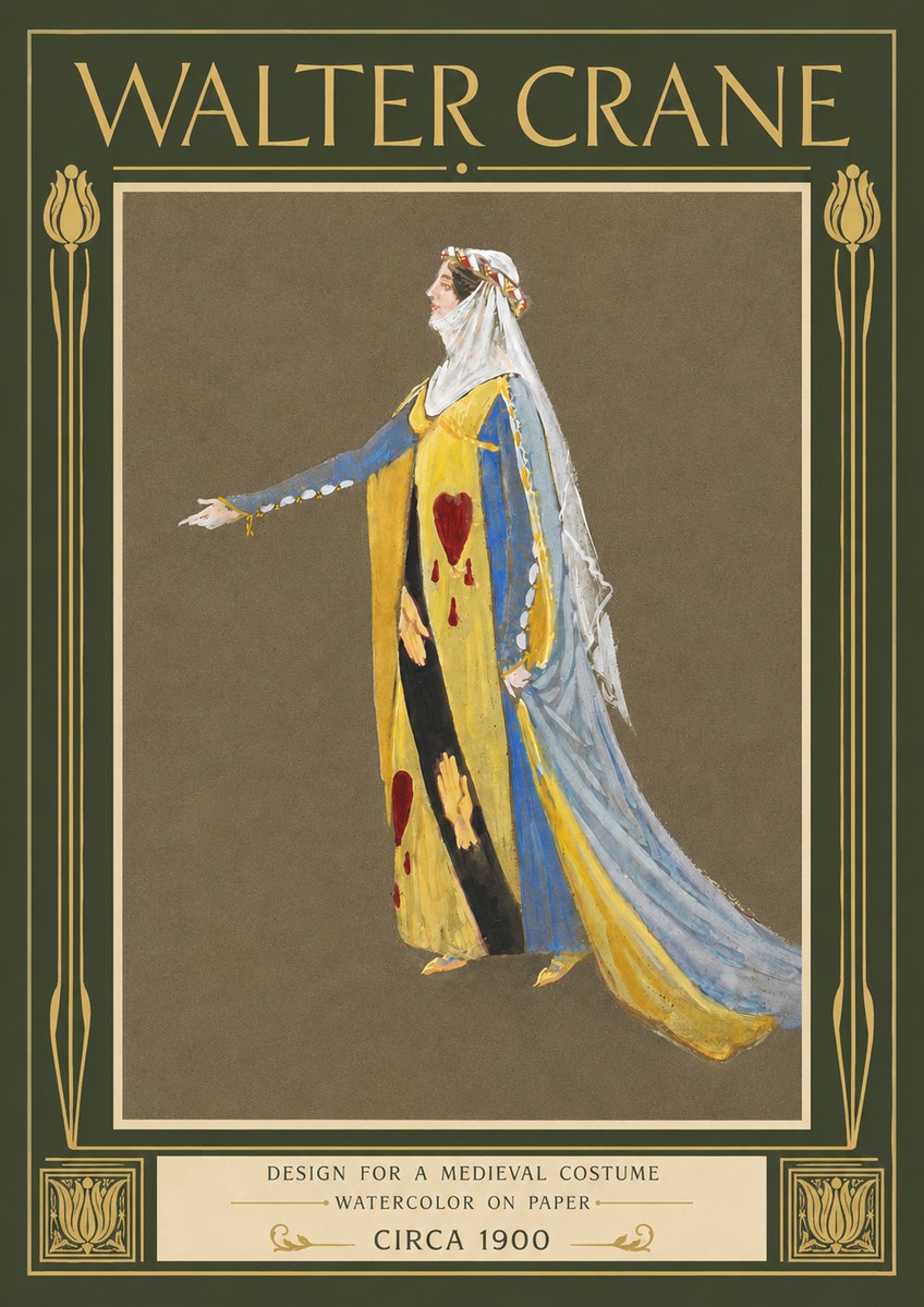 Walter Crane Design for a Medieval Costume No4 - Póster
