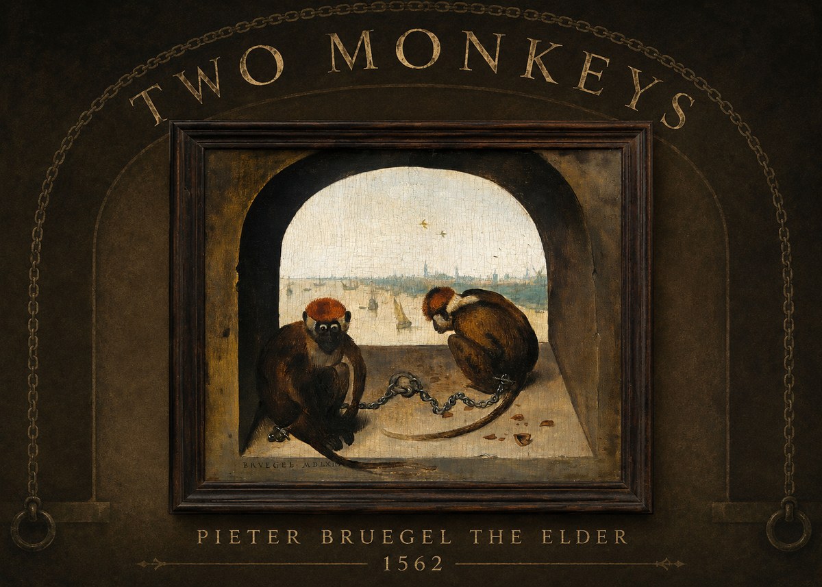 Pieter Bruegel Two Monkeys III No2 - Póster