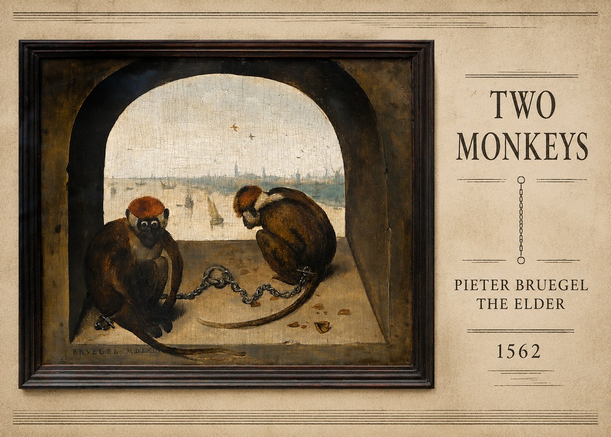 Pieter Bruegel Two Monkeys III No5 - Póster