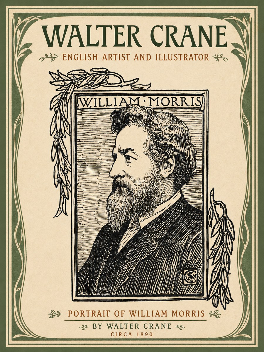Walter Crane Portrait of William Morris No4 - Póster