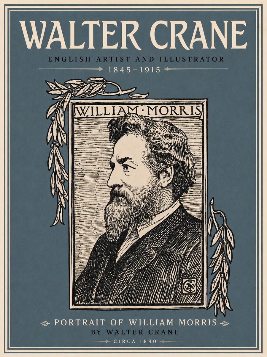Walter Crane Portrait of William Morris No5 - Póster