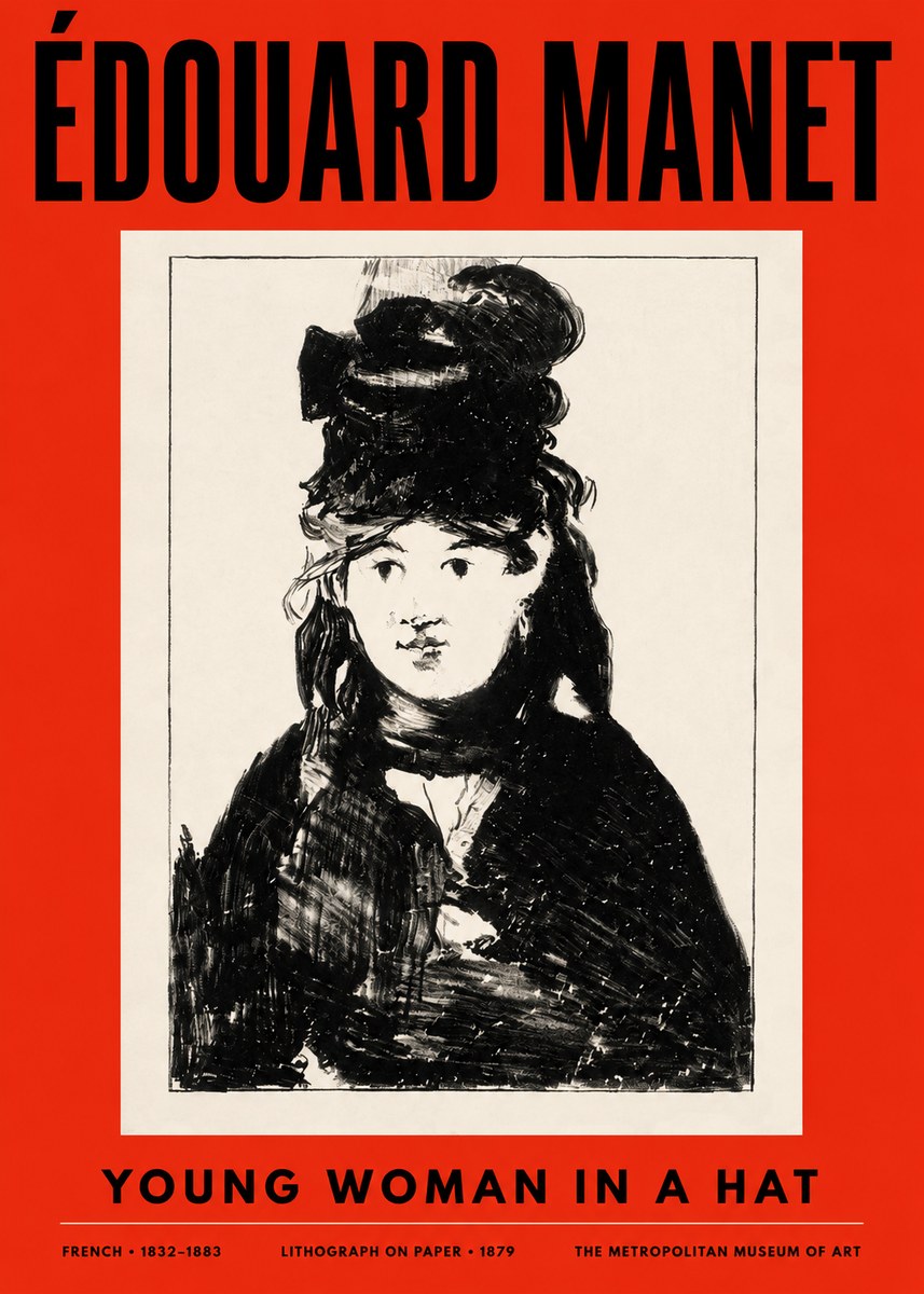 Édouard Manet Young Woman in a Hat II No2 - Póster