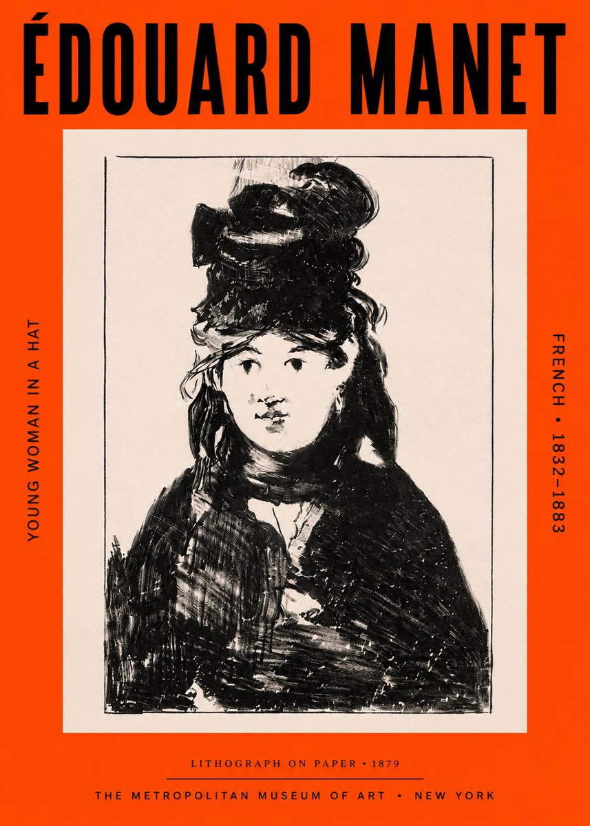 Édouard Manet Young Woman in a Hat II No3 - Póster