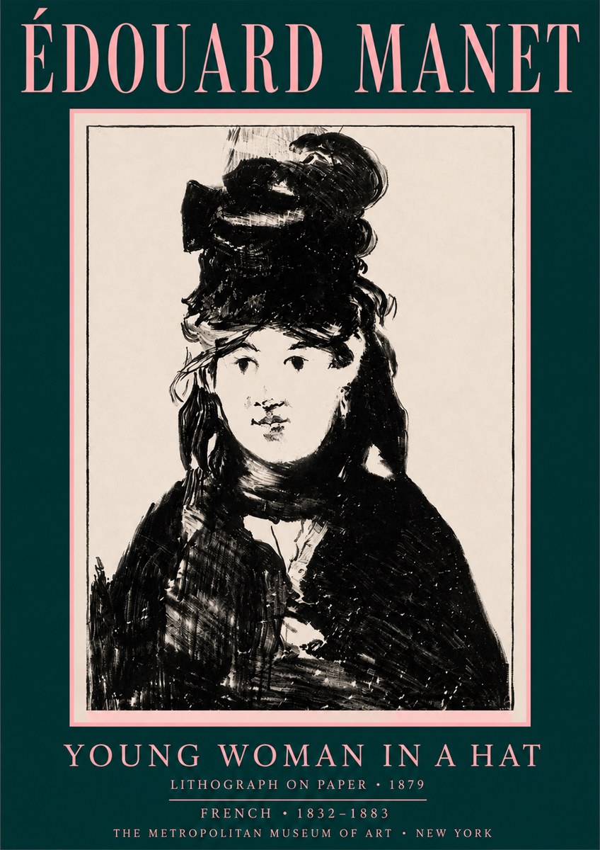 Édouard Manet Young Woman in a Hat II No4 - Póster