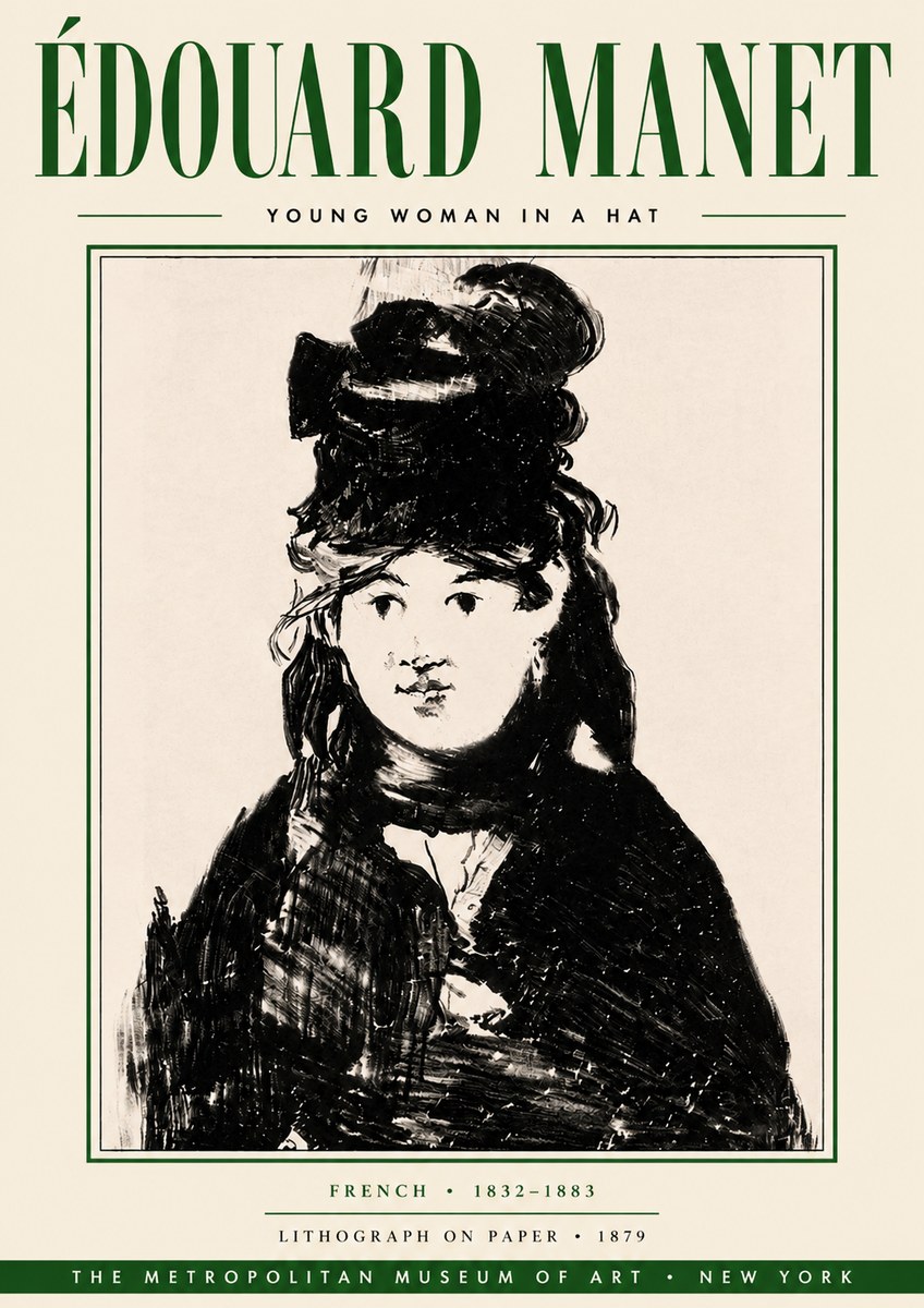 Édouard Manet Young Woman in a Hat II No6 - Póster