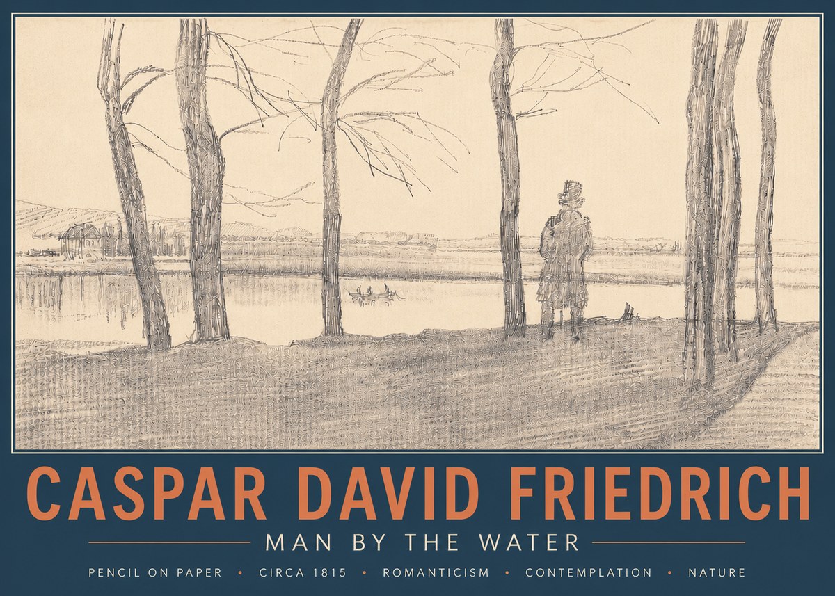 Caspar David Friedrich Man by the Water No4 - Póster