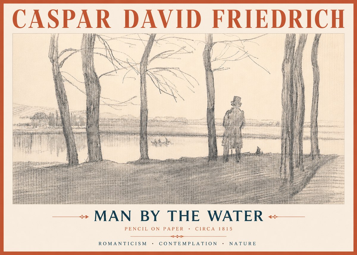 Caspar David Friedrich Man by the Water No6 - Póster