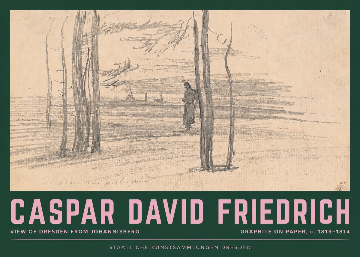 Caspar David Friedrich View of Dresden from Johannisberg No2 - Póster