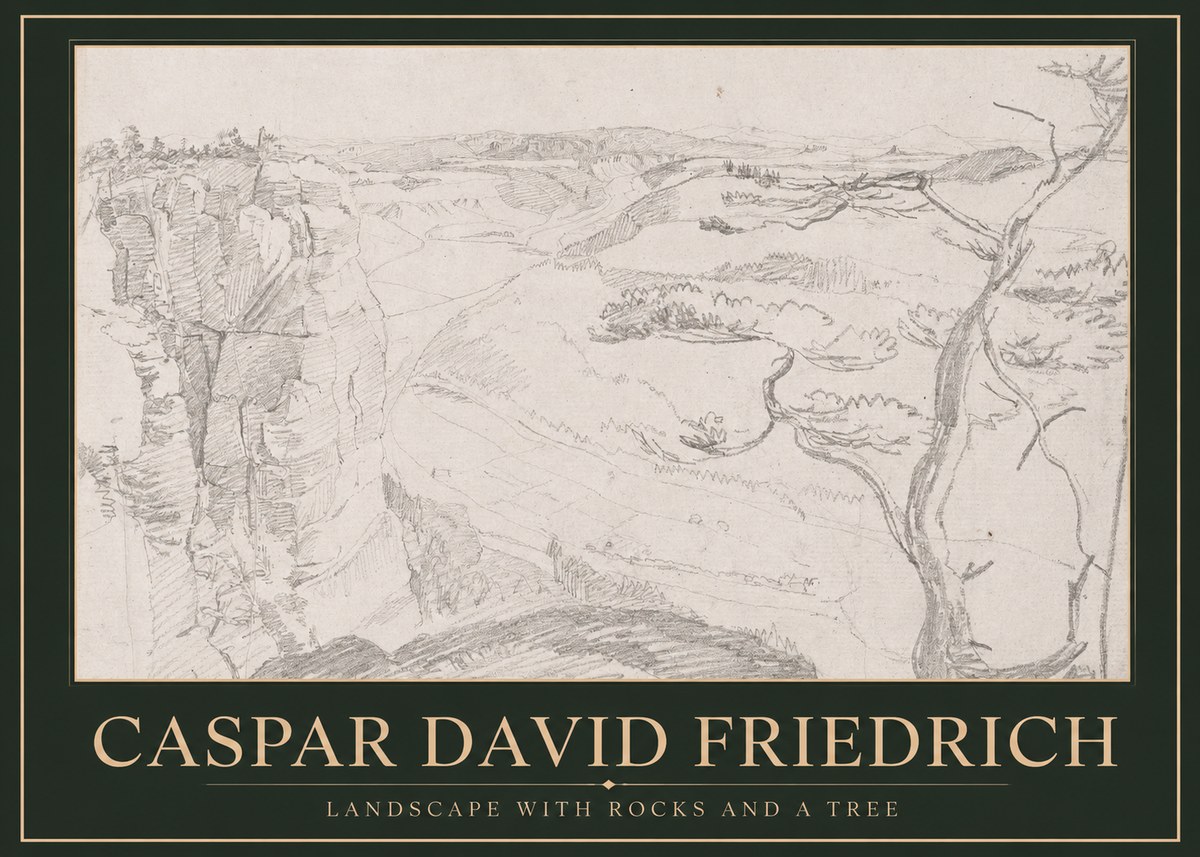 Caspar David Friedrich Landscape with Rocks and a Tree No1 - Póster