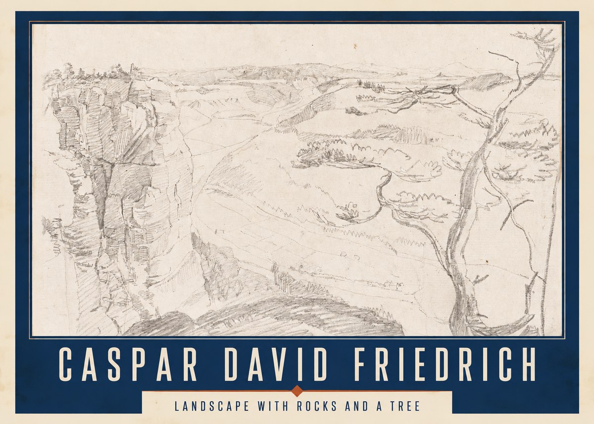 Caspar David Friedrich Landscape with Rocks and a Tree No2 - Póster