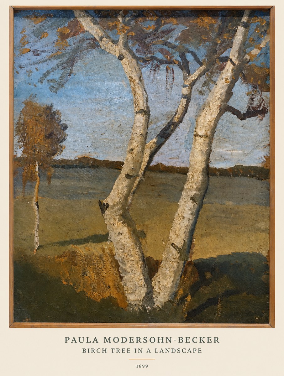 Paula Modersohn-Becker Birch Tree in a Landscape No6 - Póster