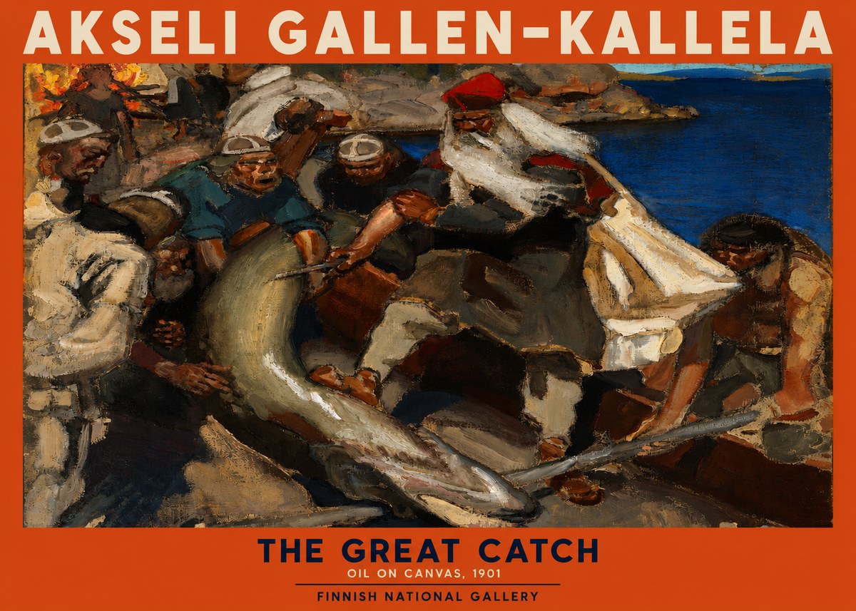 Akseli Gallen-Kallela The Great Catch No2 - Póster