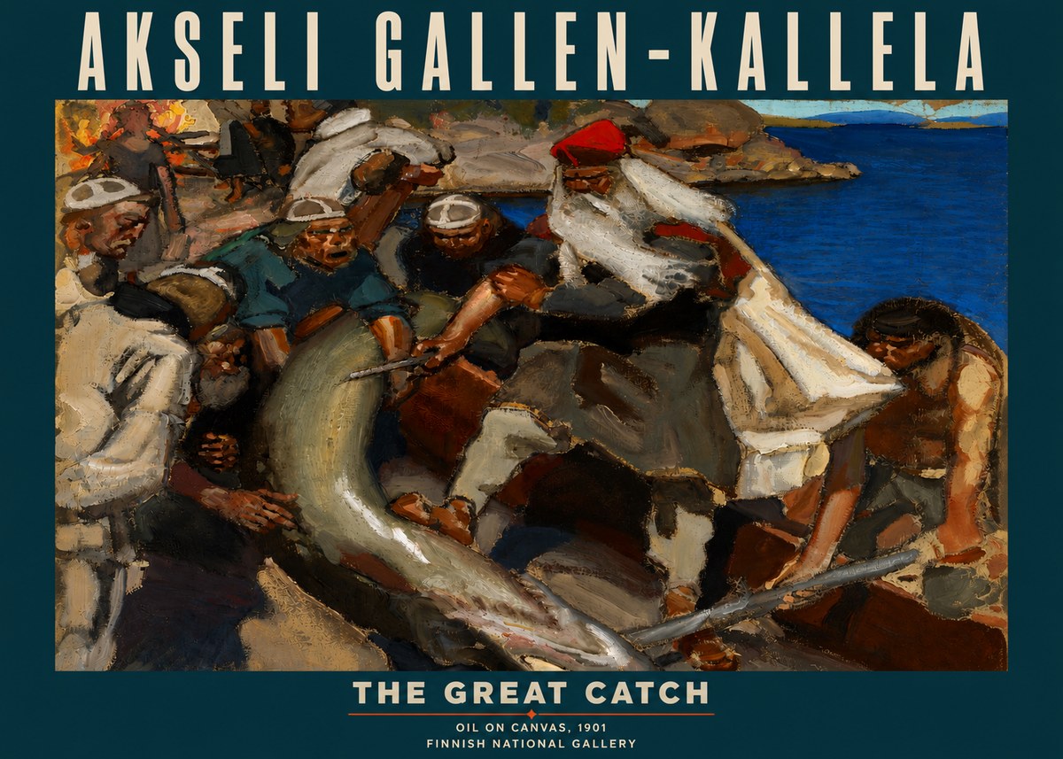Akseli Gallen-Kallela The Great Catch No4 - Póster