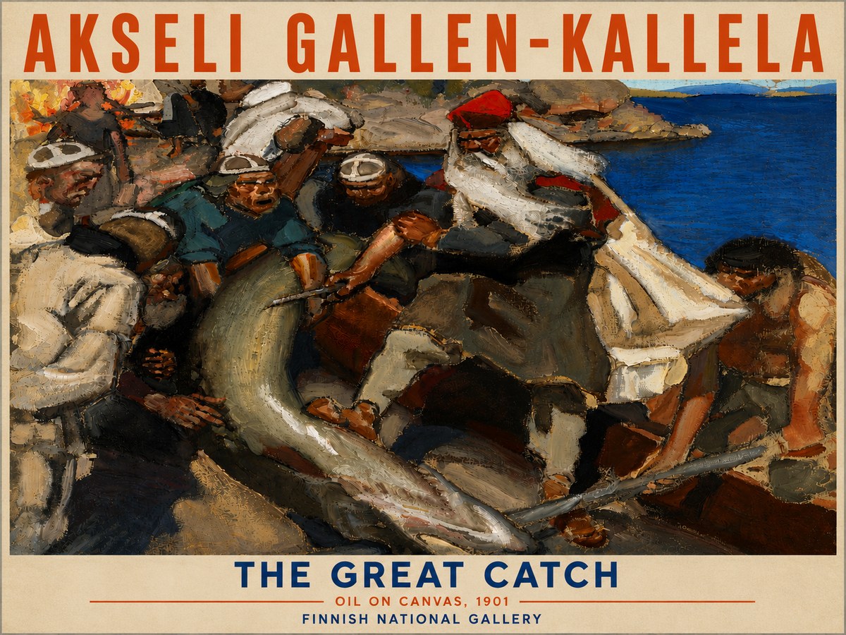 Akseli Gallen-Kallela The Great Catch No6 - Póster