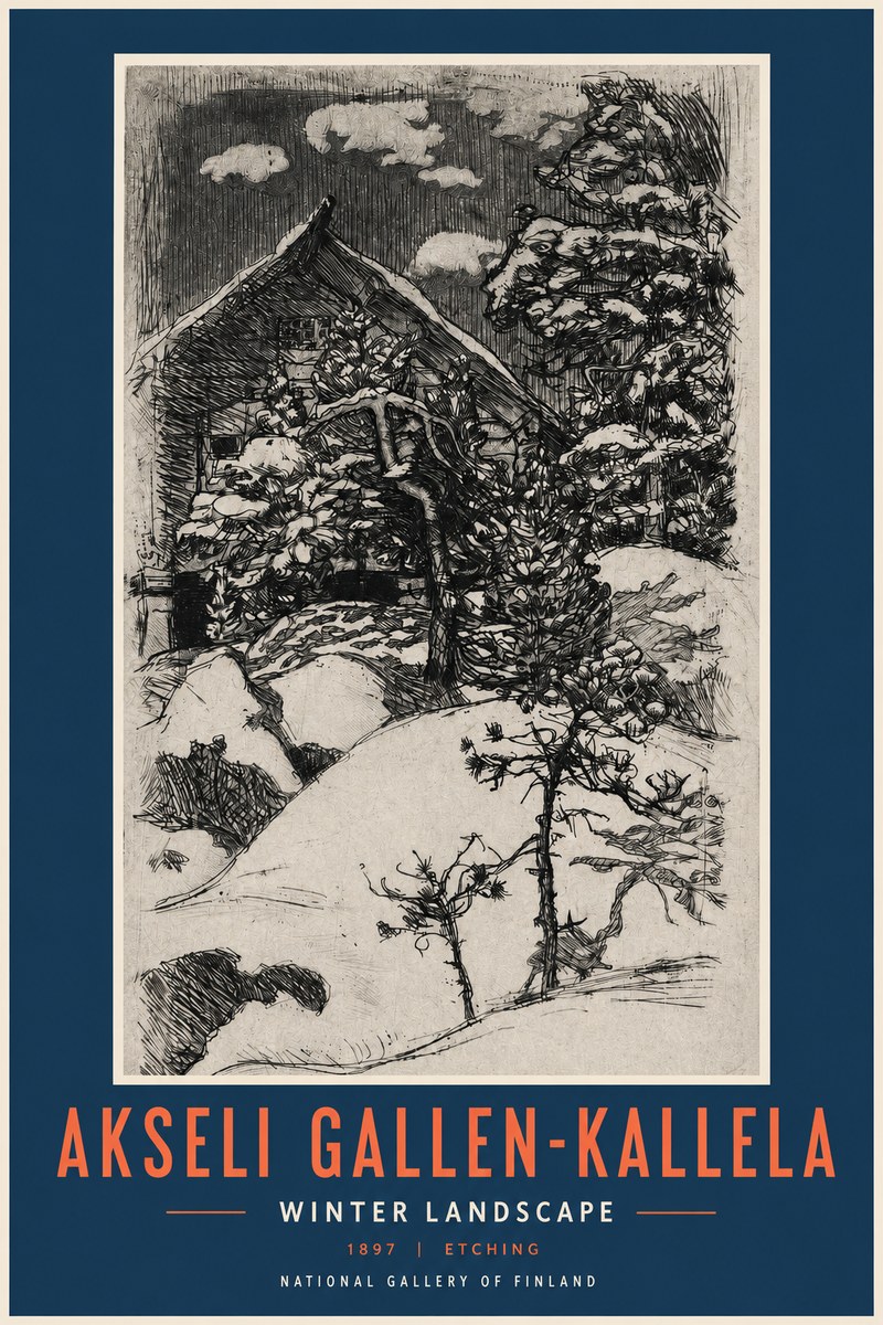 Akseli Gallen-Kallela Winter Landscape I No2 - Póster