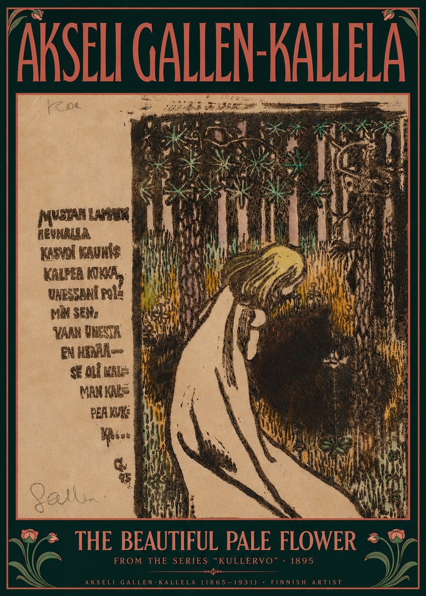 Akseli Gallen-Kallela The Beautiful Pale Flower No2 - Póster