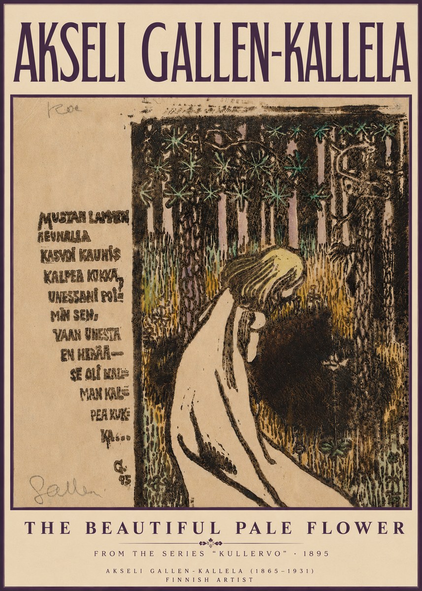 Akseli Gallen-Kallela The Beautiful Pale Flower No3 - Póster