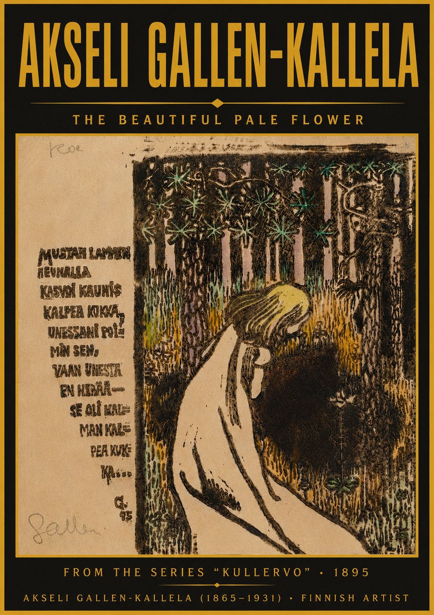 Akseli Gallen-Kallela The Beautiful Pale Flower No5 - Póster