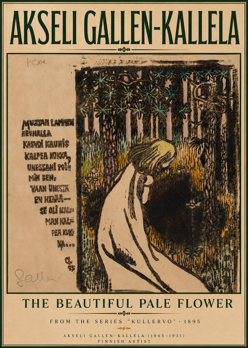 Akseli Gallen-Kallela The Beautiful Pale Flower No6 - Póster
