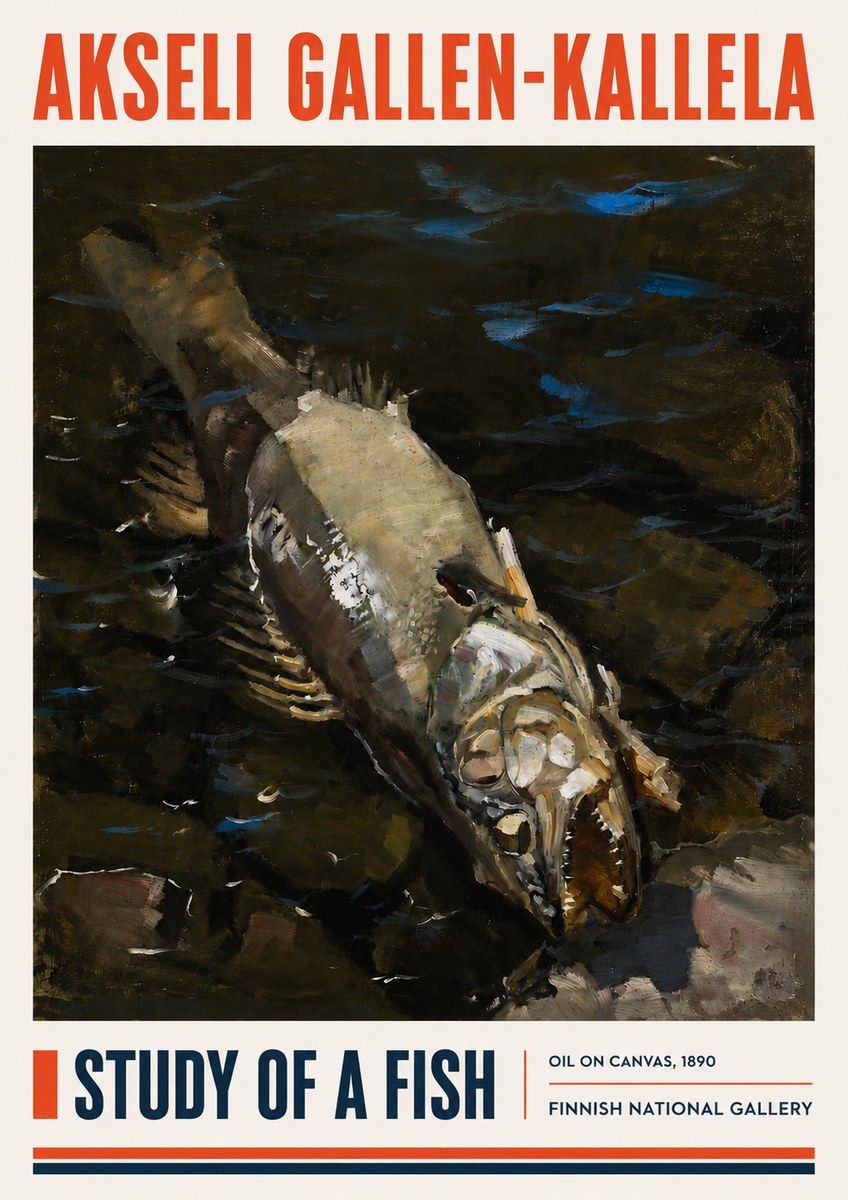 Akseli Gallen-Kallela Study of a Fish No4 - Póster