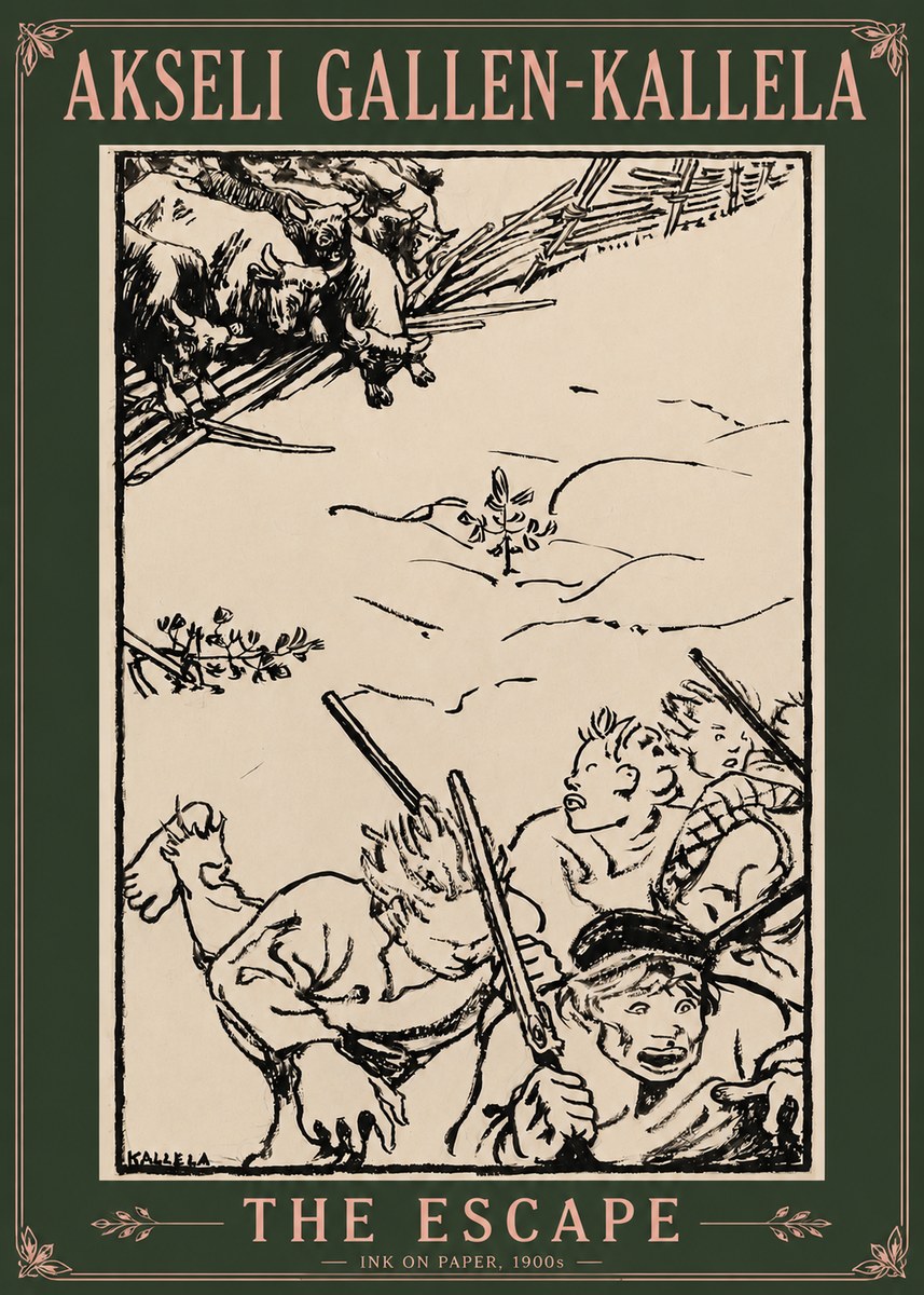 Akseli Gallen-Kallela The Escape No3 - Póster