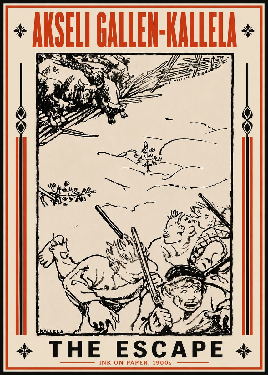 Akseli Gallen-Kallela The Escape No6 - Póster