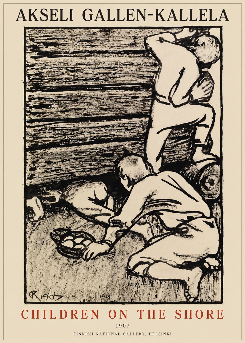 Akseli Gallen-Kallela Children on the Shore No1 - Póster