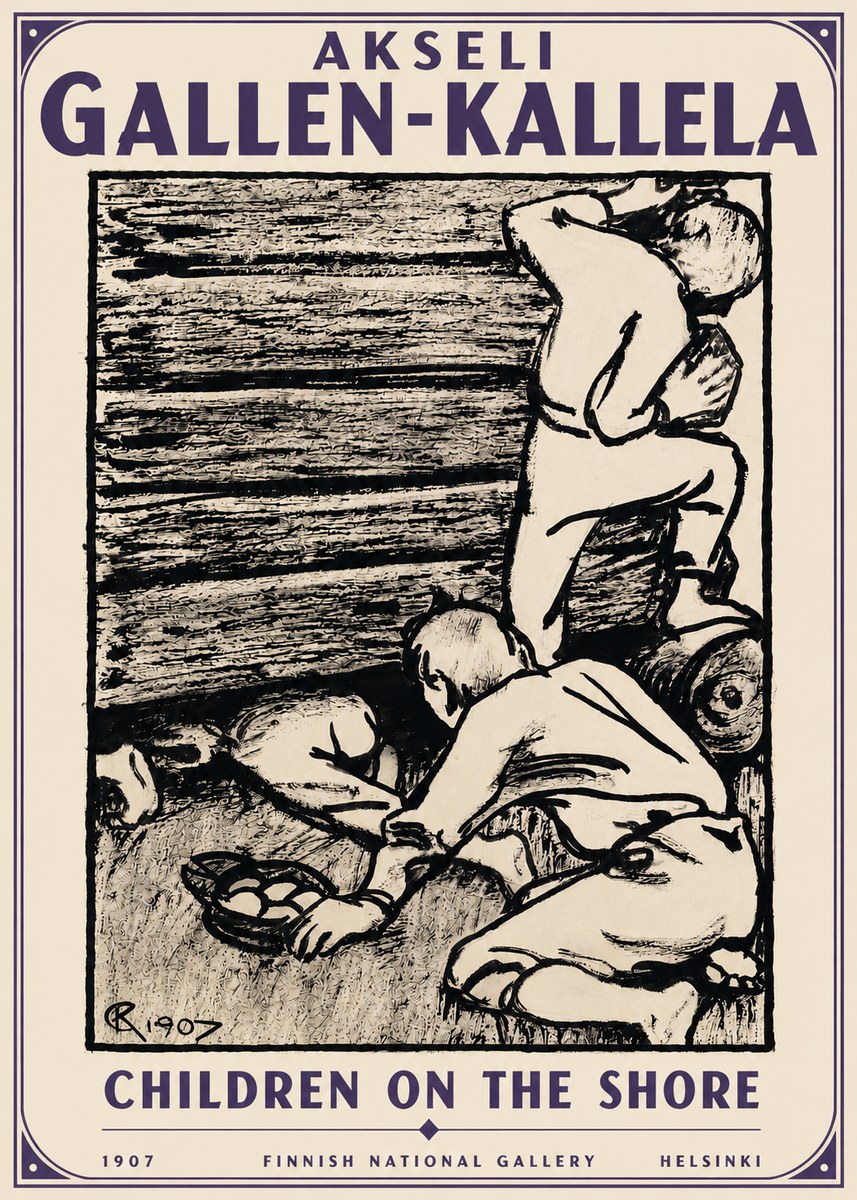 Akseli Gallen-Kallela Children on the Shore No5 - Póster