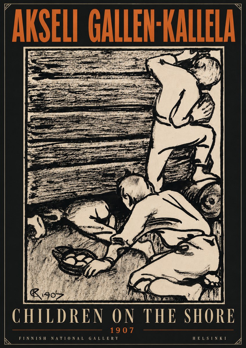 Akseli Gallen-Kallela Children on the Shore No6 - Póster