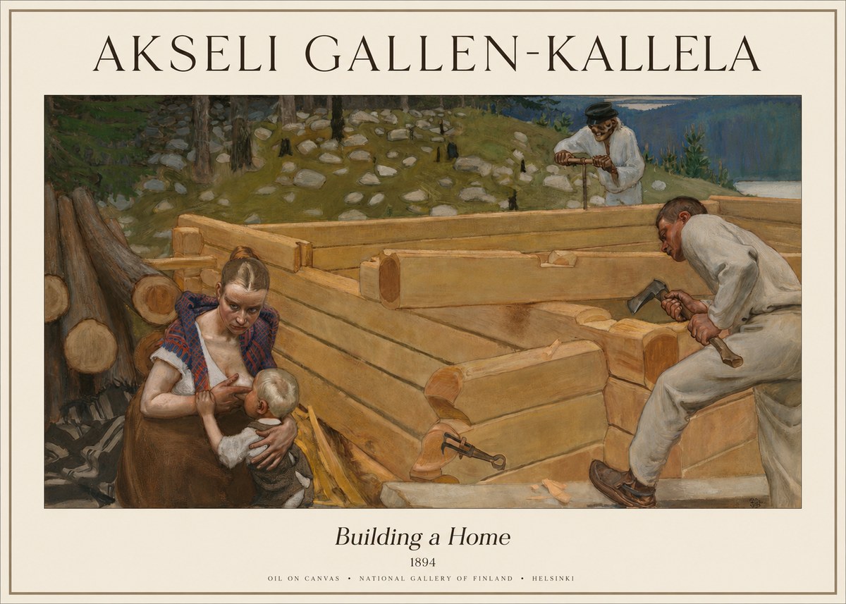 Akseli Gallen-Kallela Building a Home No4 - Póster