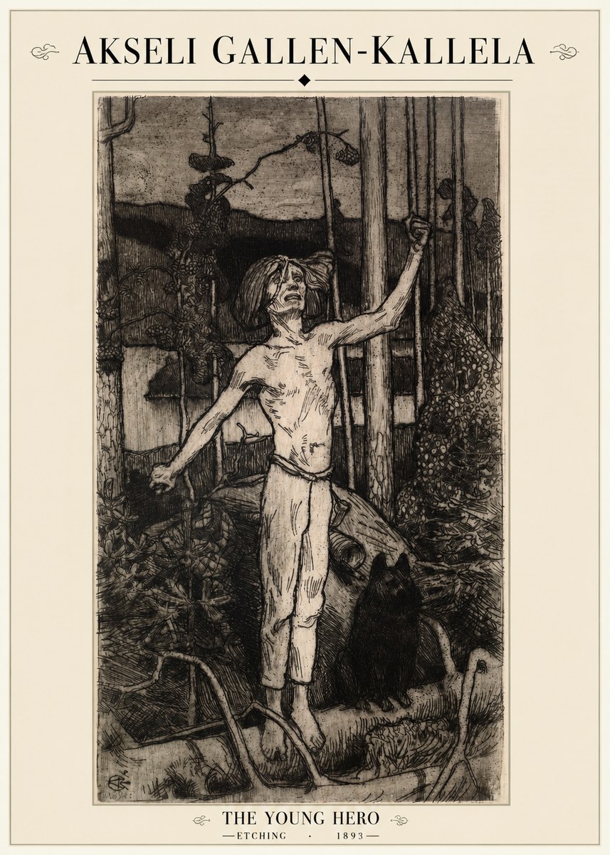 Akseli Gallen-Kallela The Young Hero No1 - Póster