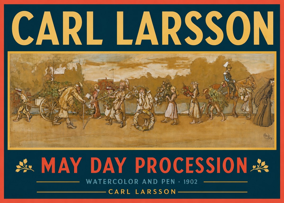 Carl Larsson May Day Procession No2 - Póster