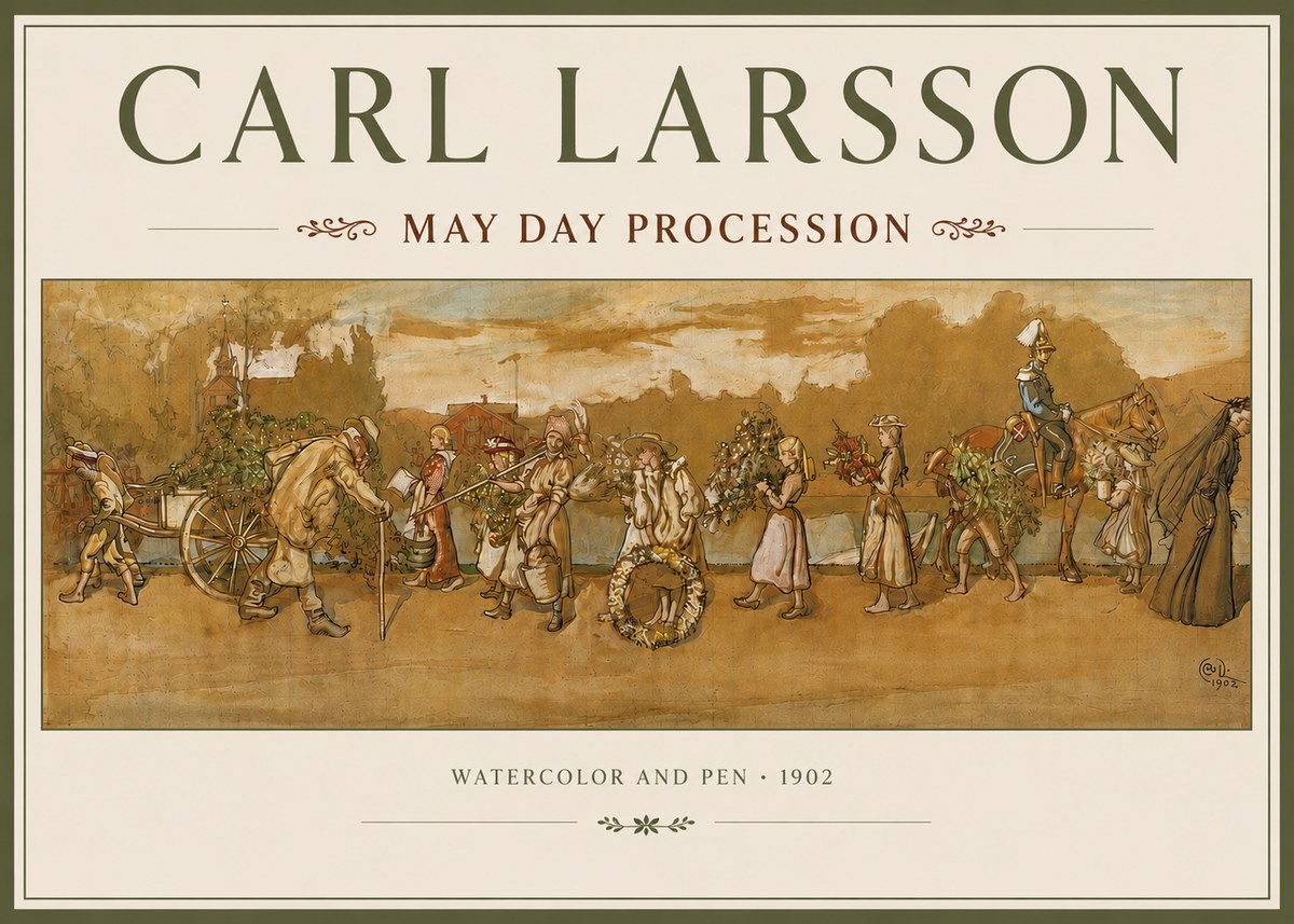 Carl Larsson May Day Procession No3 - Póster